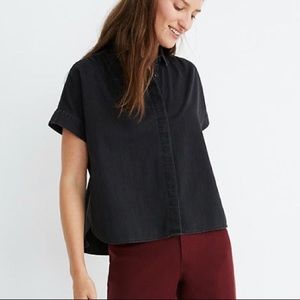 Madewell Black Short Sleeve Cotton Button Up